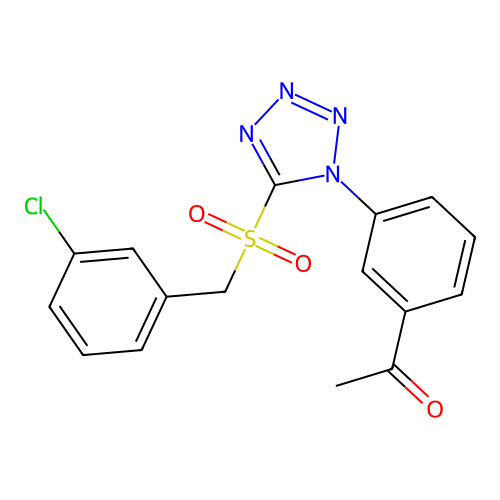 1-(3-{5-[(3-chlorobenzyl)sulfonyl]-1H-tetrazol-1-yl}phenyl)ethanone structure