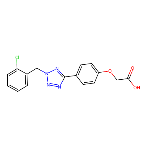 {4-[2-(2-chlorobenzyl)-2H-tetrazol-5-yl]phenoxy}acetic acid structure