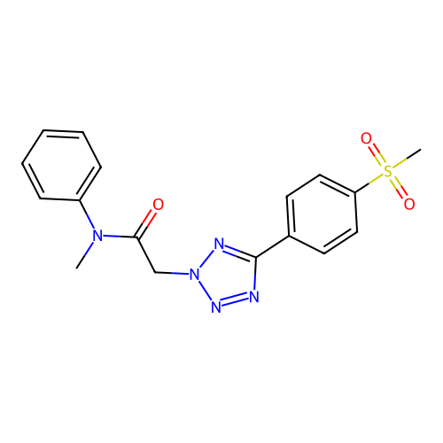 N-methyl-2-{5-[4-(methylsulfonyl)phenyl]-2H-tetrazol-2-yl}-N-phenylacetamide structure