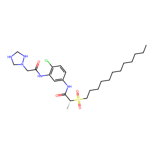 1,2,4-Triazolidine-4-acetamide, N-(2-chloro-5-((3-(dodecylsulfonyl)-2-methyl-1-oxopropyl)amino)phenyl)-alpha-(2,2-dimethyl-1-oxopropyl)-3,5-dioxo-1-phenyl-2-(phenylmethyl)- structure