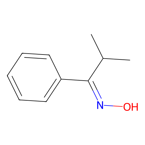 (1E)-2-methyl-1-phenyl-1-propanone oxime structure