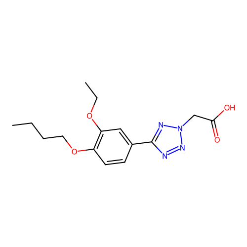 [5-(4-butoxy-3-ethoxyphenyl)-2H-tetrazol-2-yl]acetic acid structure