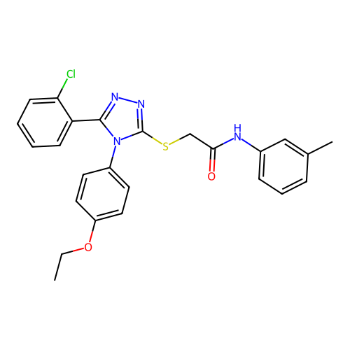 2-[[5-(2-chlorophenyl)-4-(4-ethoxyphenyl)-1,2,4-triazol-3-yl]sulfanyl]-N-(3-methylphenyl)acetamide structure