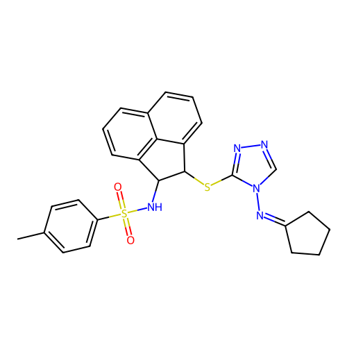 N-(2-{[4-(cyclopentylideneamino)-4H-1,2,4-triazol-3-yl]sulfanyl}-1,2-dihydroacenaphthylen-1-yl)-4-methylbenzenesulfonamide structure