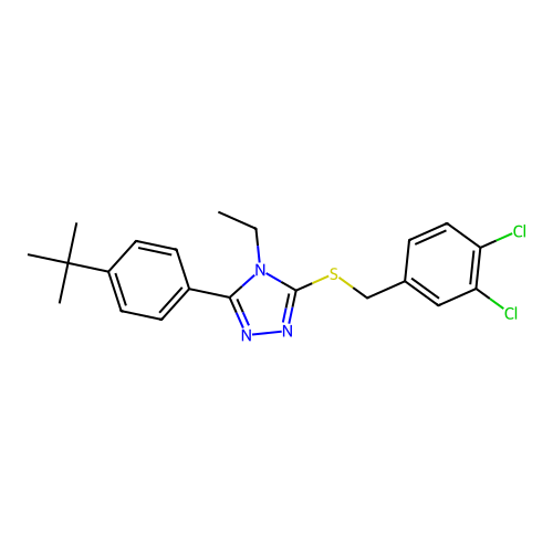 3-(4-(tert-butyl)phenyl)-5-((3,4-dichlorobenzyl)thio)-4-ethyl-4H-1,2,4-triazole structure