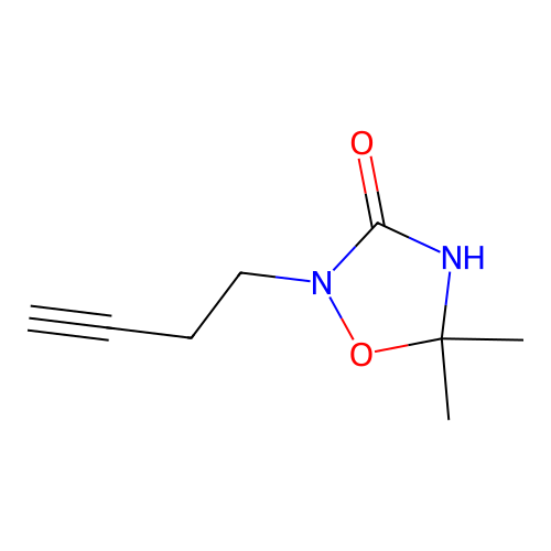 2-(But-3-YN-1-YL)-5,5-dimethyl-1,2,4-oxadiazolidin-3-one structure