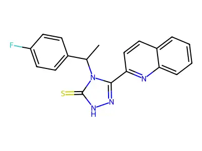 4-[1-(4-fluorophenyl)ethyl]-3-quinolin-2-yl-1H-1,2,4-triazole-5-thione structure
