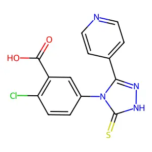 2-chloro-5-(3-pyridin-4-yl-5-sulfanylidene-1H-1,2,4-triazol-4-yl)benzoic acid structure