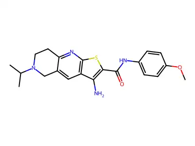 3-amino-N-(4-methoxyphenyl)-6-(propan-2-yl)-5H,6H,7H,8H-thieno[2,3-b]1,6-naphthyridine-2-carboxamide structure
