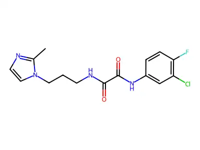 N'-(3-chloro-4-fluorophenyl)-N-[3-(2-methylimidazol-1-yl)propyl]oxamide structure