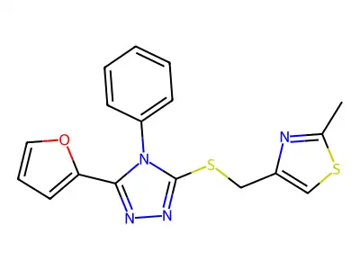 5-(2-furyl)-4-phenyl-4H-1,2,4-triazol-3-yl (2-methyl-1,3-thiazol-4-yl)methyl sulfide structure
