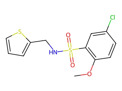 5-chloro-2-methoxy-N-(2-thienylmethyl)benzenesulfonamide structure