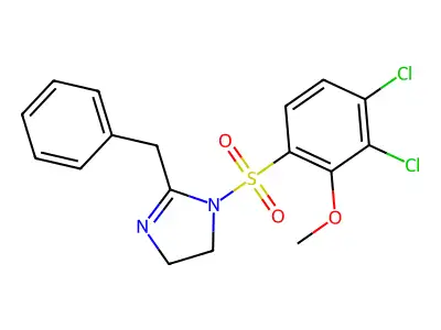 2-Benzyl-1-(3,4-dichloro-2-methoxyphenyl)sulfonyl-4,5-dihydroimidazole structure