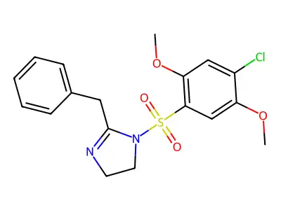 2-benzyl-1-[(4-chloro-2,5-dimethoxyphenyl)sulfonyl]-4,5-dihydro-1H-imidazole structure