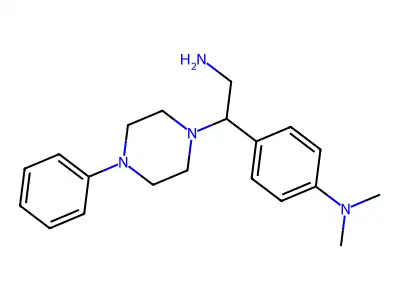 4-[2-amino-1-(4-phenylpiperazin-1-yl)ethyl]-N,N-dimethylaniline structure