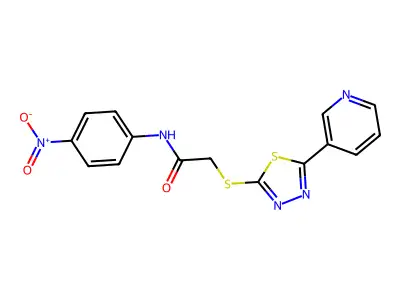 N-(4-nitrophenyl)-2-[(5-pyridin-3-yl-1,3,4-thiadiazol-2-yl)sulfanyl]acetamide structure