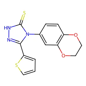 4-(2,3-dihydro-1,4-benzodioxin-6-yl)-3-thiophen-2-yl-1H-1,2,4-triazole-5-thione structure