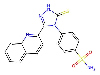4-(3-quinolin-2-yl-5-sulfanylidene-1H-1,2,4-triazol-4-yl)benzenesulfonamide structure
