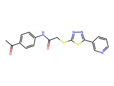 N-(4-acetylphenyl)-2-[(5-pyridin-3-yl-1,3,4-thiadiazol-2-yl)sulfanyl]acetamide structure