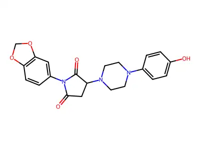 1-(1,3-benzodioxol-5-yl)-3-[4-(4-hydroxyphenyl)piperazin-1-yl]pyrrolidine-2,5-dione structure