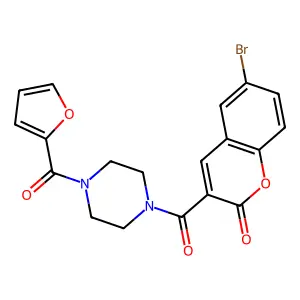 6-bromo-3-[4-(furan-2-carbonyl)piperazine-1-carbonyl]-2H-chromen-2-one structure