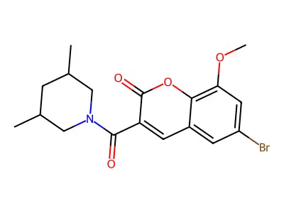 6-bromo-3-(3,5-dimethylpiperidine-1-carbonyl)-8-methoxy-2H-chromen-2-one structure