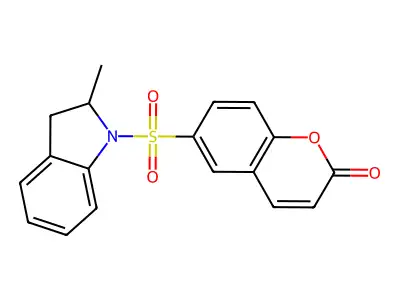 6-[(2-Methylindolinyl)sulfonyl]chromen-2-one structure