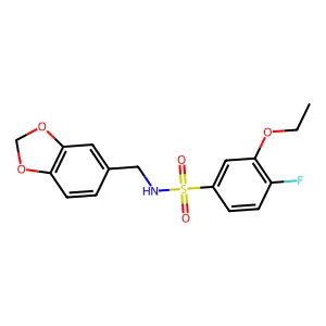 N-(1,3-benzodioxol-5-ylmethyl)-3-ethoxy-4-fluorobenzenesulfonamide structure