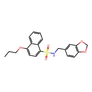 N-(1,3-benzodioxol-5-ylmethyl)-4-propoxynaphthalene-1-sulfonamide structure