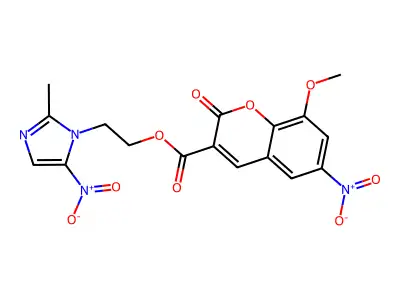 2-(2-methyl-5-nitro-1H-imidazol-1-yl)ethyl 8-methoxy-6-nitro-2-oxo-2H-chromene-3-carboxylate structure