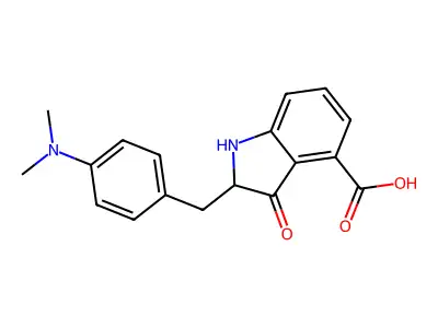 2-{[4-(Dimethylamino)phenyl]methyl}-3-oxoindoline-4-carboxylic acid structure