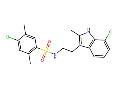 4-chloro-N-[2-(7-chloro-2-methyl-1H-indol-3-yl)ethyl]-2,5-dimethylbenzenesulfonamide structure