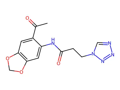 N-(6-acetyl-1,3-benzodioxol-5-yl)-3-(tetrazol-1-yl)propanamide structure