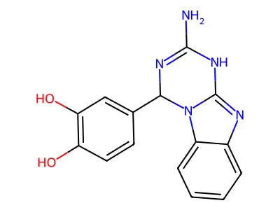 4-(2-Amino-1,4-dihydro[1,3,5]triazino[1,2-a]benzimidazol-4-yl)benzene-1,2-diol structure