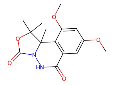 8,10-dimethoxy-1,1,10b-trimethyl-5H-oxazolo[4,3-a]phthalazine-3,6-dione structure