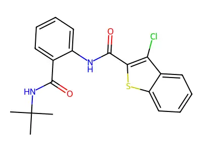 N-[2-(tert-butylcarbamoyl)phenyl]-3-chloro-1-benzothiophene-2-carboxamide structure