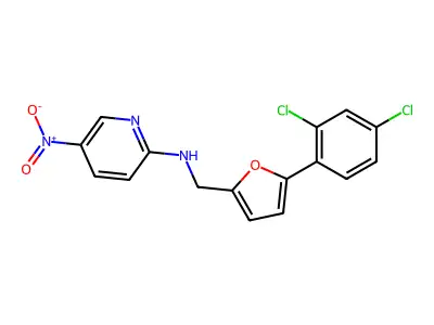N-[[5-(2,4-dichlorophenyl)furan-2-yl]methyl]-5-nitropyridin-2-amine structure