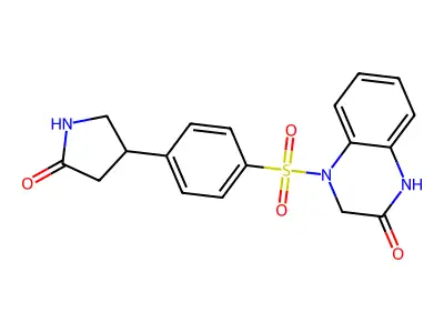 4-{[4-(5-oxopyrrolidin-3-yl)phenyl]sulfonyl}-3,4-dihydroquinoxalin-2(1H)-one structure