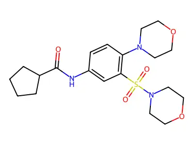 N-(4-morpholin-4-yl-3-morpholin-4-ylsulfonylphenyl)cyclopentanecarboxamide structure
