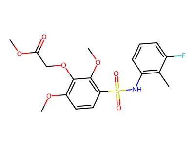 Methyl {3-[(3-fluoro-2-methylphenyl)sulfamoyl]-2,6-dimethoxyphenoxy}acetate structure