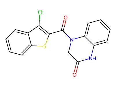 4-(3-chlorobenzo[b]thiophene-2-carbonyl)-3,4-dihydroquinoxalin-2(1H)-one structure