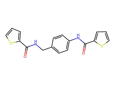 N-[[4-(thiophene-2-carbonylamino)phenyl]methyl]thiophene-2-carboxamide structure
