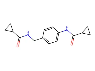 N-{4-[(cyclopropylcarbonyl)amino]benzyl}cyclopropanecarboxamide structure