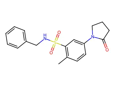 N-benzyl-2-methyl-5-(2-oxopyrrolidin-1-yl)benzenesulfonamide structure