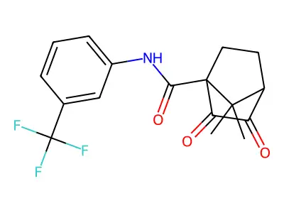 7,7-dimethyl-2,3-dioxo-N-[3-(trifluoromethyl)phenyl]bicyclo[2.2.1]heptane-1-carboxamide structure