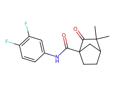 N-(3,4-difluorophenyl)-3,3-dimethyl-2-oxobicyclo[2.2.1]heptane-1-carboxamide structure