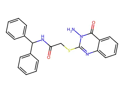 2-(3-amino-4-oxoquinazolin-2-yl)sulfanyl-N-benzhydrylacetamide structure