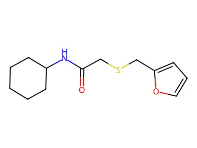 N-cyclohexyl-2-(furan-2-ylmethylsulfanyl)acetamide structure