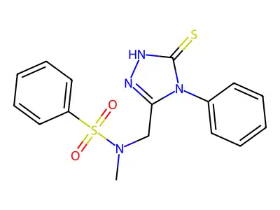 N-[(5-mercapto-4-phenyl-4H-1,2,4-triazol-3-yl)methyl]-N-methylbenzenesulfonamide structure