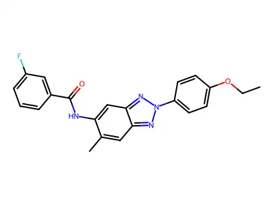 N-[2-(4-ethoxyphenyl)-6-methylbenzotriazol-5-yl]-3-fluorobenzamide structure